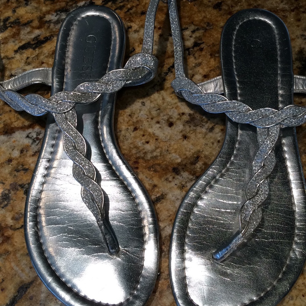 Guess sparkly silver sandals!